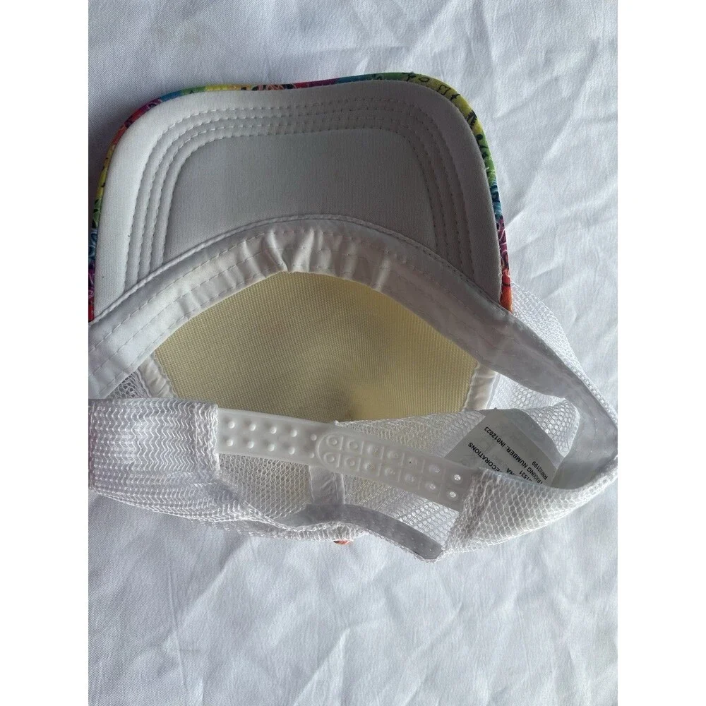 RainBow White Hat Rhinestone Heart Turker Bling Mesh Bandana Pride Y2K Cap